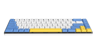 Клавиатура беспроводная Dareu EK868 White-Blue-Yellow (белый/синий/желтый), подключение: проводное+Bluetooth, свитчи: ультратонкие Kailh-Dareu Red (linear)