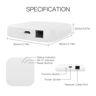 Шлюз MOES Multi-mode Gateway Bluetooth MHUB, LAN & Wi-Fi 2.4GHz, Wi-Fi 2.4GHz & ZigBee & BLE & Mesh, USB, белый