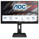 AOC Монитор LCD 23.8'' [16:9] 1920х1080(FHD) IPS, nonGLARE, 60 Hz, 250 cd/m2, H178°/V178°, 1000:1, 50М:1, 16.7M, 5ms, VGA, DVI, HDMI, DP, USB-Hub, Height adj, Pivot, Tilt, Swivel, Speakers, 3Y, Black