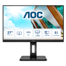 AOC Монитор LCD 27'' [16:9] 3840x2160(UHD 4K) IPS, nonGLARE, 60 Hz, 350 cd/m2, H178°/V178°, 1000:1, 50М:1, 1.07B, 4ms, 2xHDMI, DP, USB-C, USB-Hub, Height adj, Pivot, Tilt, Swivel, Speakers, 3Y, Black