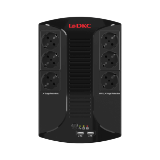 DKC Линейно-интерактивный ИБП ДКС серии Info PDU, 800 ВА/480 Вт, 1/1, 6xSchuko, USB для зарядки (2), USB + RJ11, 1x8Aч