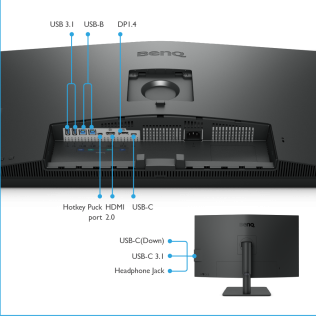 BenQ Монитор LCD 31.5'' [16:9] 3840x2160(UHD 4K) IPS, nonGLARE, 60 Hz, 250 cd/m2, H178°/V178°, 1000:1, 20М:1, 1.07B, 5ms, VGA, HDMI, DP, USB-C, Height adj, Pivot, Tilt, Swivel, Speakers, 3Y, Black