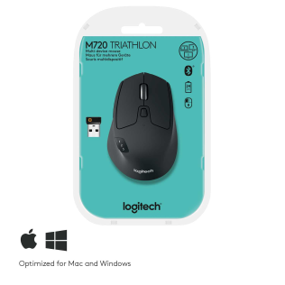 Мышь беспроводная Logitech M720 Triathlon (1000dpi, Bluetooth, 2.4 GHz/USB-ресивер (Logitech Unifying®), 8 кнопок, 1 батарея типа AA) (M/N: M-R0062 / C-U0007)