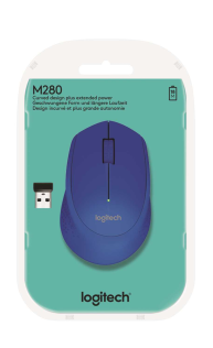 Мышь беспроводная Logitech M280 Blue (синяя, оптическая, 1000dpi, 2.4 GHz/USB-ресивер, под правую руку) (M/N: M-R0051 / C-U0010)