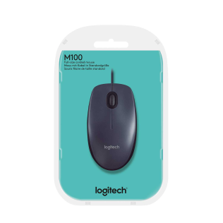 Мышь Logitech M100 Grey (темно-серая, оптическая, 1000dpi, USB, 1.8м) (M/N: M-U0026)
