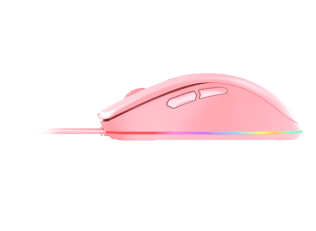 Мышь игровая проводная Dareu EM908 Pink (розовый), DPI 600-10000, подсветка RGB, USB кабель 1,8м, размер 122.36x66.79x39.83мм