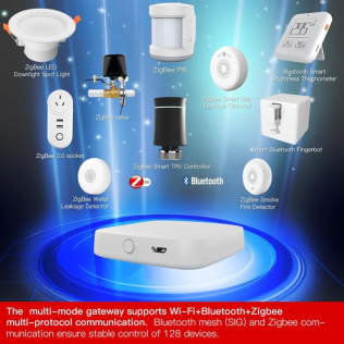 Bluetooth Шлюз MOES Multi-mode Gateway MHUB-W, WLAN & Wi-Fi 2.4GHz, Wi-Fi 2.4GHz & ZigBee & BLE & Mesh, USB, белый