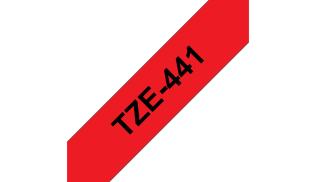 Brother Лента ламинированная TZe-441, 18-мм, черный на красном фоне, 8 м.