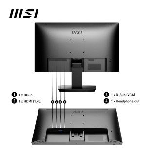 MSI Монитор LCD 21.5'' [16:9] 1920х1080(FHD) VA, nonGLARE, 100 Hz, 250 cd/m2, H178°/V178°, 3000:1, 100M:1, 16.7M, 1ms, VGA, HDMI, Tilt, 1Y, Black