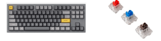 Keychron Клавиатура проводная, Q3-N2,RGB подсветка,синий свитч,87 кнопок, цвет серый