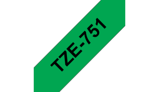 Brother Лента в кассете TZE-751 для печати наклеек черным на зеленом фоне, ширина 24 мм, длина 8 м