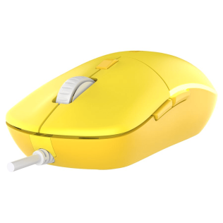 Мышь проводная Dareu LM121 Yellow (желтый), DPI 800/1600/2400/6400, тихий щелчок, подсветка RGB, размер 116x35x60мм, 1,8м