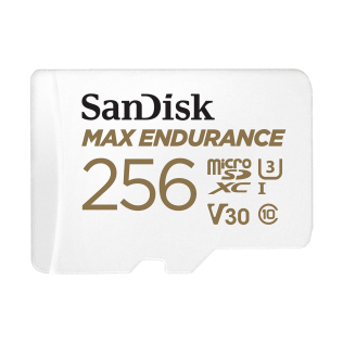 Карта памяти SanDisk MAX ENDURANCE microSDXC 256GB + SD Adapter - for home security cameras & dashcams, up to 120,000 Hours, Full HD / 4K videos, Extreme endurance, up to 100/40 MB/s Read/Write speeds, C10, U3, V30