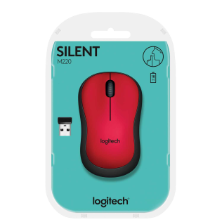 Мышь беспроводная Logitech M220 Silent Red (красная, оптическая, 1000dpi, 2.4 GHz/USB-ресивер, бесшумная) (M/N: MR0085 / C-U0010)