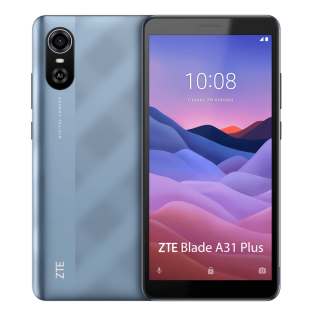 ZTE Blade A31 Plus Blue, 6'' 960x480, 1.6GHz, 8 Core, 1GB RAM, 32GB, up to 128GB flash, 8Mpix/5Mpix, 2 Sim, 2G, 3G, LTE, BT, Wi-Fi, NFC, GPS, Micro-USB, 3000mAh, Android GO, 150g, 159,2 ммx77,5 ммx9,6 мм