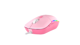 Мышь проводная Dareu LM121 Pink (розовый), DPI 800/1600/2400/6400, тихий щелчок, подсветка RGB, размер 116x35x60мм, 1,8м