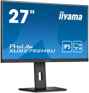 IIYAMA Монитор LCD 27'' 16:9 1920х1080(FHD) IPS, nonGLARE, 75 Гц, 250cd/m2, H178°/V178°, 1000:1, 80M:1, 16.7M, 4ms, VGA, HDMI, DP, USB-Hub, Height adj, Pivot, Tilt, Swivel, Speakers, 3Y, Black