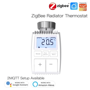 Термостатическая головка MOES Temperature Controller ZTRV-ZX-TV01 Zigbee,  AA 2шт х 1.5 V, накладная, белая