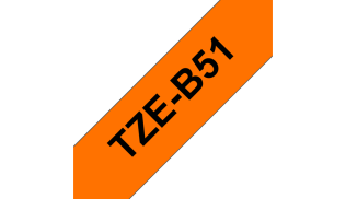 Brother Лента в кассете TZE-B51 для печати наклеек черным на флуоресцентном оранжевом фоне, 24 мм, длина 5 м