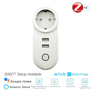 Розетка 1-пост. MOES Smart Socket ZP-LZ-EU2U, Zigbee, 110-240 В, 16А, белая