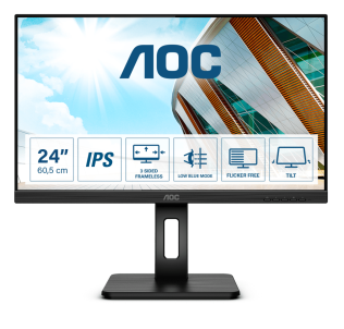AOC Монитор LCD 23.8'' [16:9] 1920х1080(FHD) IPS, nonGLARE, 75 Hz, 300 cd/m2, H178°/V178°, 1000:1, 50М:1, 16.7M, 4ms, VGA, DVI, HDMI, DP, USB-Hub, Height adj, Pivot, Tilt, Swivel, Speakers, 3Y, Black