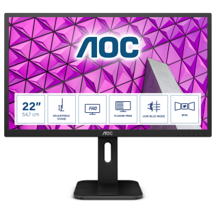 AOC Монитор LCD 21.5'' [16:9] 1920х1080(FHD) MVA, nonGLARE, 60 Hz, 250 cd/m2, H178°/V178°, 3000:1, 50М:1, 16.7M, 8ms, VGA, DVI, HDMI, DP, USB-Hub, Height adj, Pivot, Tilt, Swivel, Speakers, 3Y, Black