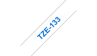 Brother Наклейка ламинированная TZE133 (12мм синий шрифт на прозрачном фоне, длина 8м)