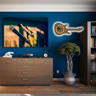 HIPER Светильник настенный с часами Гитара LED 19Вт с переключением цветовой температуры бежевый H063-1