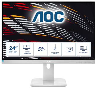 AOC Монитор LCD 23.8'' [16:9] 1920х1080(FHD) IPS, nonGLARE, 60 Hz, 250 cd/m2, H178°/V178°, 1000:1, 50М:1, 16.7M, 5ms, VGA, DVI, HDMI, DP, USB-Hub, Height adj, Pivot, Tilt, Swivel, Speakers, 3Y, Grey