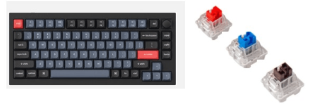 Keychron Клавиатура проводная, Q1-M3,RGB подсветка,коричневый свитч,84 кнопоки, цвет черный