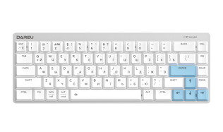 Клавиатура беспроводная Dareu EK868 White-Blue (белый/голубой), подключение: проводное+Bluetooth, свитчи: ультратонкие Kailh-Dareu Brown (tactile)