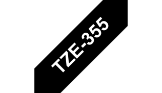 Brother Лента в кассете TZE-355 для печати наклеек белым на черном фоне, ширина 24 мм, длина 8 м