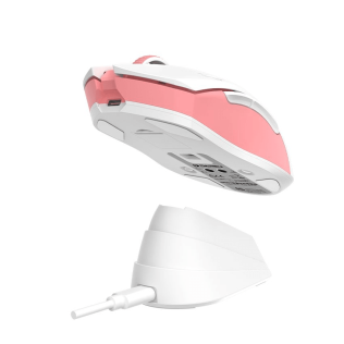 Мышь игровая беспроводная Dareu EM901X Sakura Pink (розовая сакура), DPI 400/800/1600/3200/6400/12000, подключение: проводное+2.4GHz, подсветка RGB, с зарядной станцией, встроенный аккумулятор 930mAh, размер 124x67x39мм