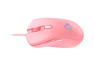 Мышь игровая проводная Dareu EM908 Pink (розовый), DPI 600-10000, подсветка RGB, USB кабель 1,8м, размер 122.36x66.79x39.83мм