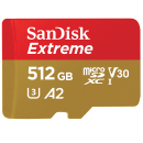 Карта памяти SanDisk Extreme microSDXC 512GB + SD Adapter + Rescue Pro Deluxe 160MB/s A2 C10 V30 UHS-I U6