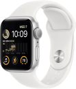 Часы Apple Watch SE 2022 A2722 40мм OLED корп.сереб. рем.белый (MNJV3B/A)