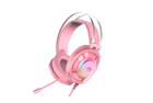 Dareu Гарнитура игровая проводная EH469 Pink (розовый), пара кошачьих ушек в комплекте, подсветка RGB, подключение USB, длина кабеля 2.4м